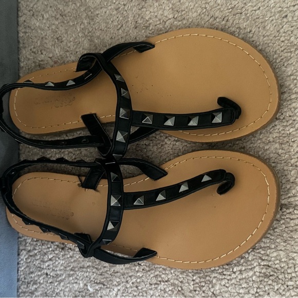 Black Studded Women's Sandals - Picture 2 of 4